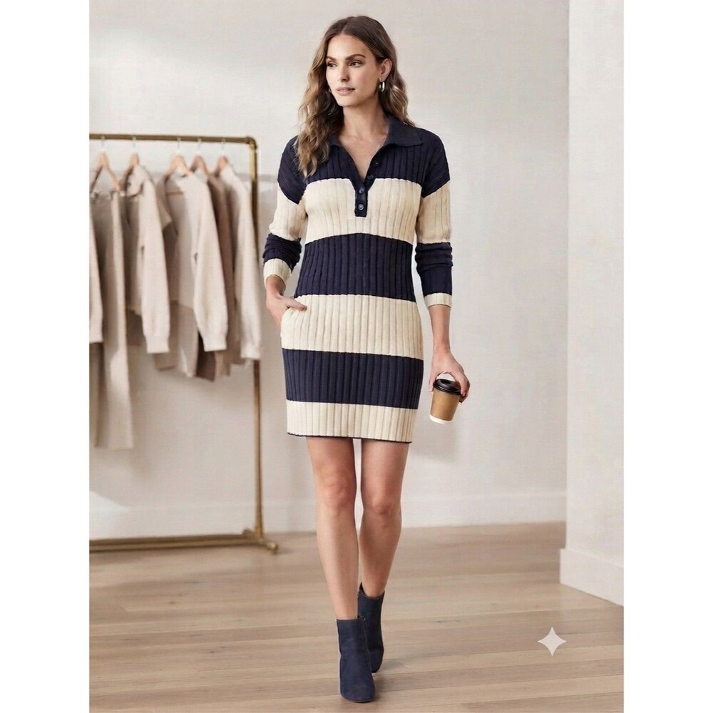 NWT Future Collective Oversized Rugby Striped Sweater Dress